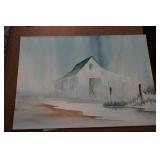 Water Color on Canvas Board of House