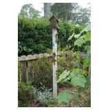 Bird Feeder on White Pole in Backyard in Corner
