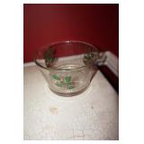Clear Glass Bowl with Holly and Berries