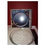 13" Holiday Santa Clause Glass Platter