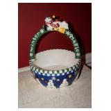 Snowman Winter Magic Ceramic Basket