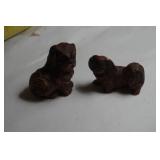 Two Wooden Dog Figurines
