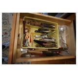 Drawer Lot of Kitchen Knives and Small Gadgets
