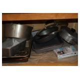 Cabinet Lot of Baking Pans and Other Kitchen Items