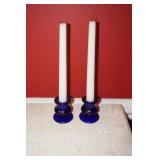 Pair of Cobalt Blue Candle Holders