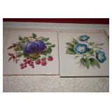 Set of 2 Ceramic Trivets Fruit Motif