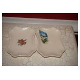Two Vtg Individual Ashtrays with Flowers