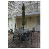 Metal Patio Table With Four Chairs and Umbrella