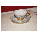 Cup and Saucer Set with Pink and Blue Flowers