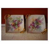 Set of Two Square Bowls with Grape Motif