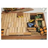 Vtg Wooden Building Block w/game sheets