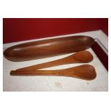 Teak Wood Bowl and Spoon Set