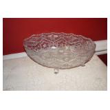 Pressed Glass Oval Footed Serving Bowl