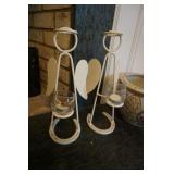 Two Metal Angel Candle Holders on Horseshoes