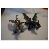 2 Toy Dragons Black One is Missing Tail
