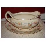 Eggshell Nautilus Gravy Boat with Under Plate 1946