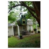 Metal Frog Birdhouse in Tree