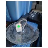 Vtg Glass Handled Sandwich Tray
