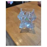 Vtg Crystal Candle Holder w/geometric star design
