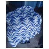Blue & White Crocheted Blanket
