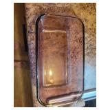 Vtg Pyrex Fireside Amber Glass Bread Dish