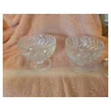 2 Vtg Laurel Footed Dessert Bowl Anchor Hocking