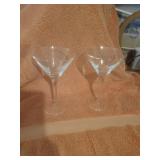 2 Clear Crystal Martini Glasses