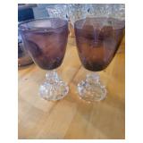 2 Vtg Fostoria American Lady Amethyst Goblets