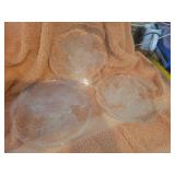 3 Vtg Frosted/Clear Glass Plates