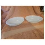 2 Vtg White Milk Glass Oval Au gratin Dish
