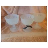 3 Vtg Frosted Glass Pedestal Dessert Dishes