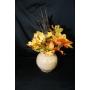 Brown Vase with Artificial Flowers