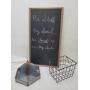 Chalkboard 19 x 35" h ,Galvanized Bin & Basket