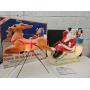 Deluxe Blow Mold Santa Sleigh & Reindeer w Box