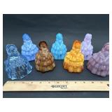 Boyd Crystal Art Glass "Louise Doll" Figurines (7)