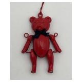 Vtg Lead Hand-Painted Christmas Ornament Bear