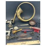 Brass Car Horn, Scalpel Handle, Brass Spoon, + + +