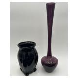 12" Amethyst Vase & 5.75" Black Amethyst Vase