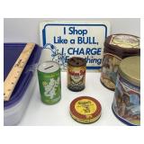 Vintage Advertising Tins & 128 oz Tubs w/ LIds (3)