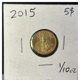 2015 American Gold Eagle Coin 1/10 oz