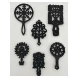 Vtg Cast Iron Trivets, 6.5" - 4"