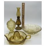 Vintage Yellow Depression Glass Lemon Juicer + + +