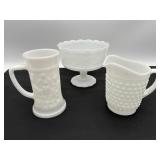 Milk Glass: Federal Beer Stein, Pedestal, Pitcher