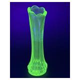 Vintage Uranium Glass 4.5" Swung Vase