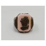VTG Cameo Ring Roman Soldier Lucite? Bakelite?