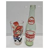 Dudley Do -Right Glass & Dr. Pepper Soda Bottle