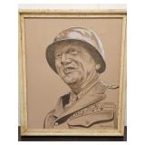 General George Patton Oil on Canvas Art Signed