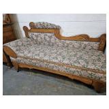 Antique Oak Chaise Lounge /  Day Bed 74" L