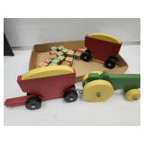 Wooden Toys Tractor w/Trailers Blocks