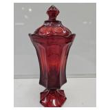 Ruby Red Fostoria Coin Glass 14" Heavy Glass Jar